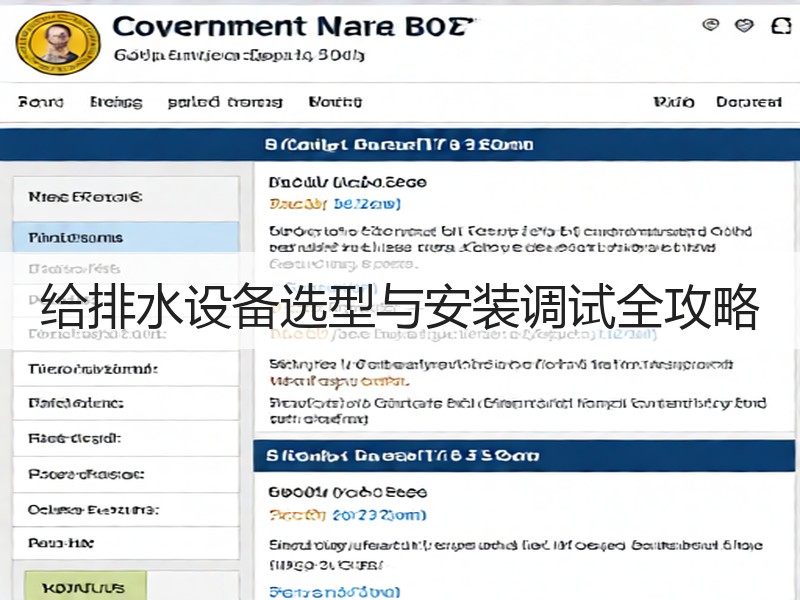 给排水设备选型与安装调试全攻略